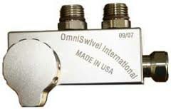 Gas Switching Block with 2 inlets 9/16&quot; - 18 Male &amp; 1 outlet (3/8&quot; - 24) Female 