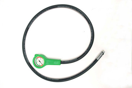 Oxygen gauge with 120cm HP hose  : rubber hose + thick pressure gauge