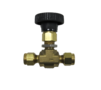 Mini Needle valve in Brass for 6mm tube. W.P.  207 Bar